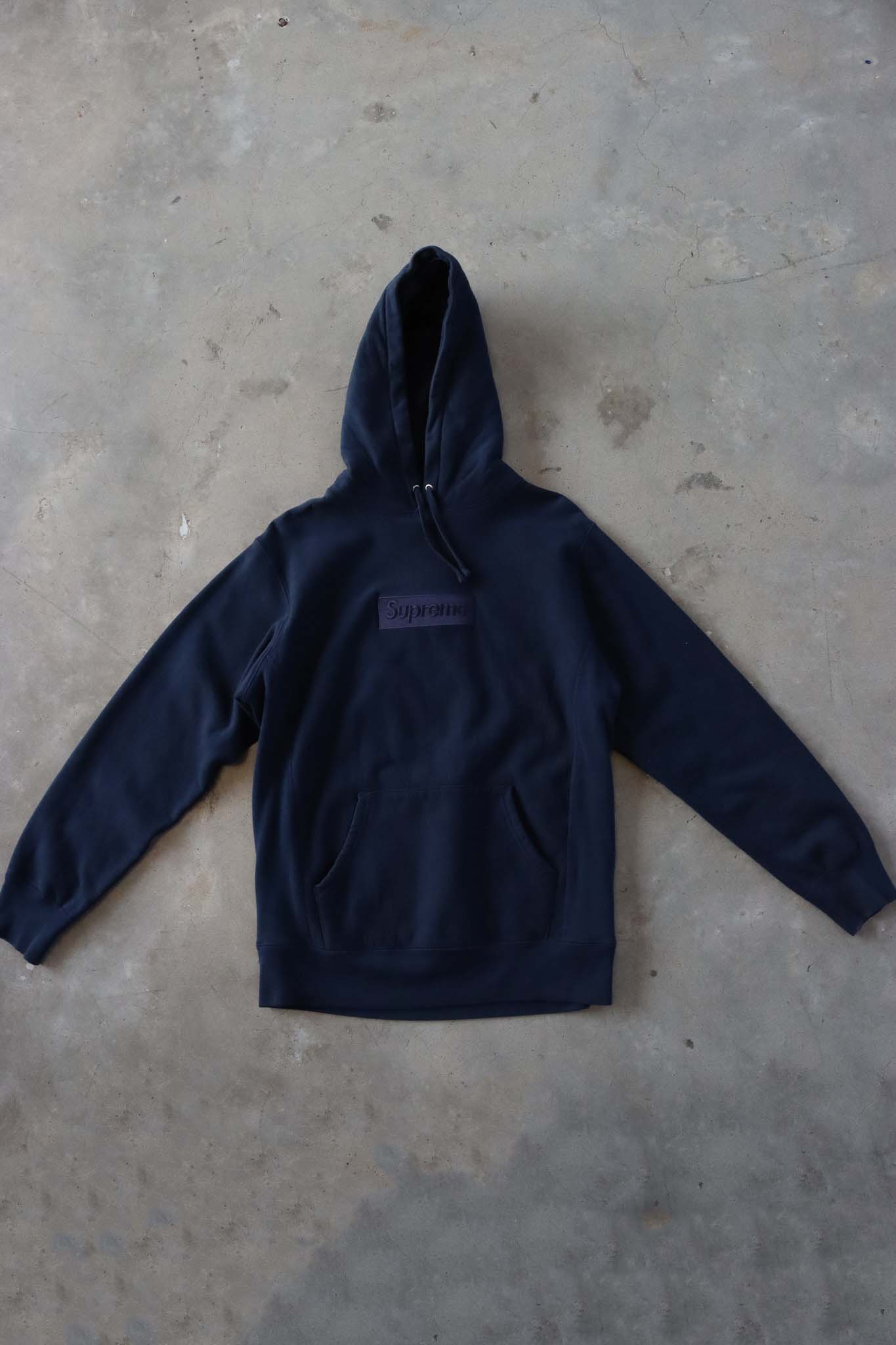 Supreme Navy Tonal Box Logo Hoodie – Restated Vintage