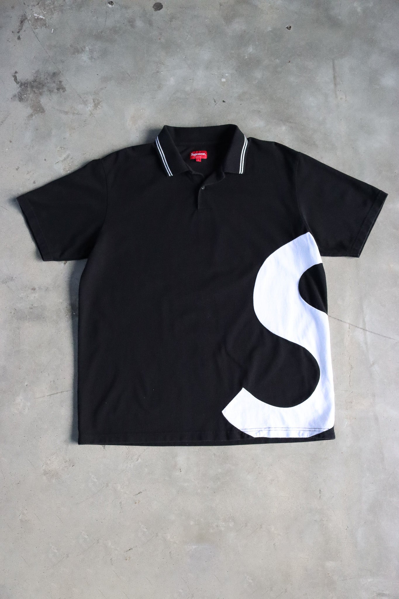 Supreme S Logo Polo Shirt Black
