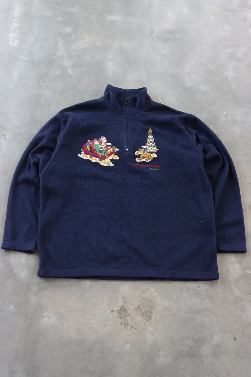 Vintage Mickey Mouse Fleece 1/4 Zip Sweater XL