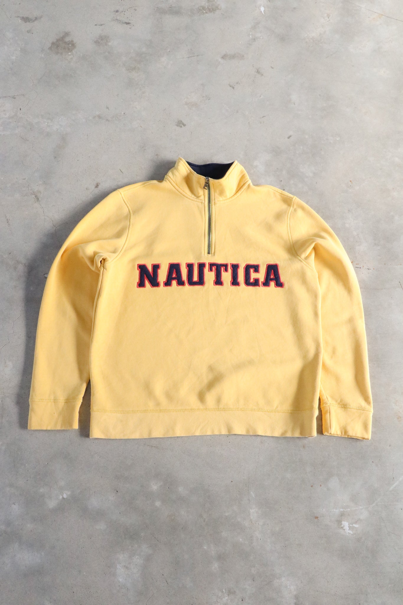 Vintage Nautica Spell Out 1/4 Zip Sweater Large
