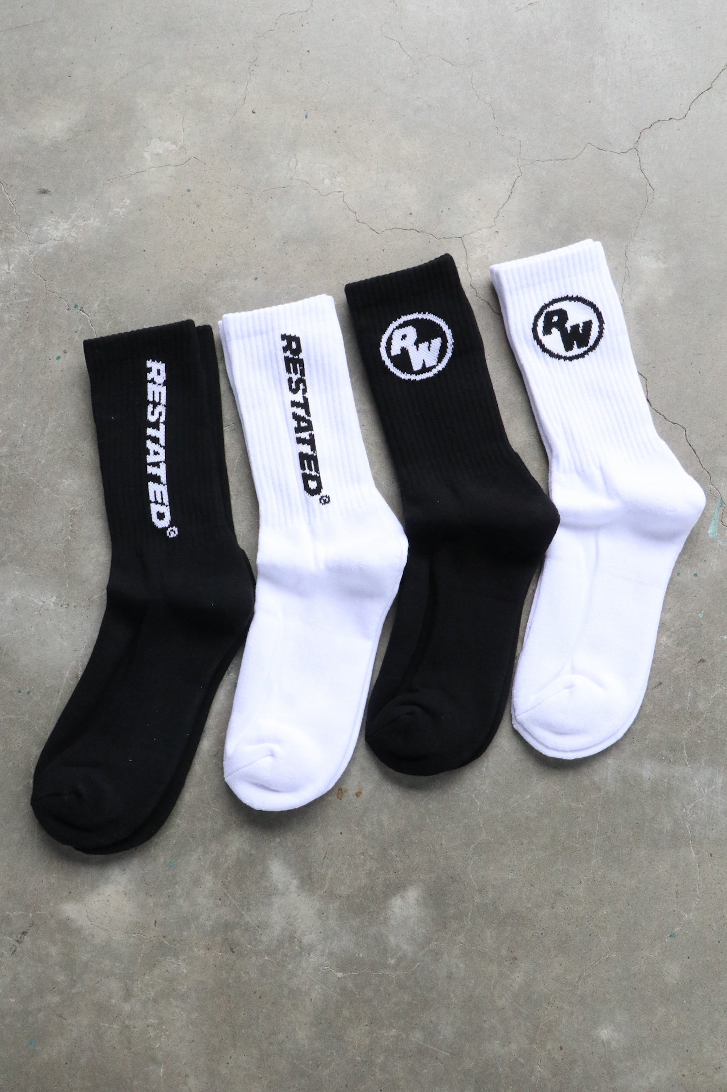 Restated Workshop Socks - White & Black