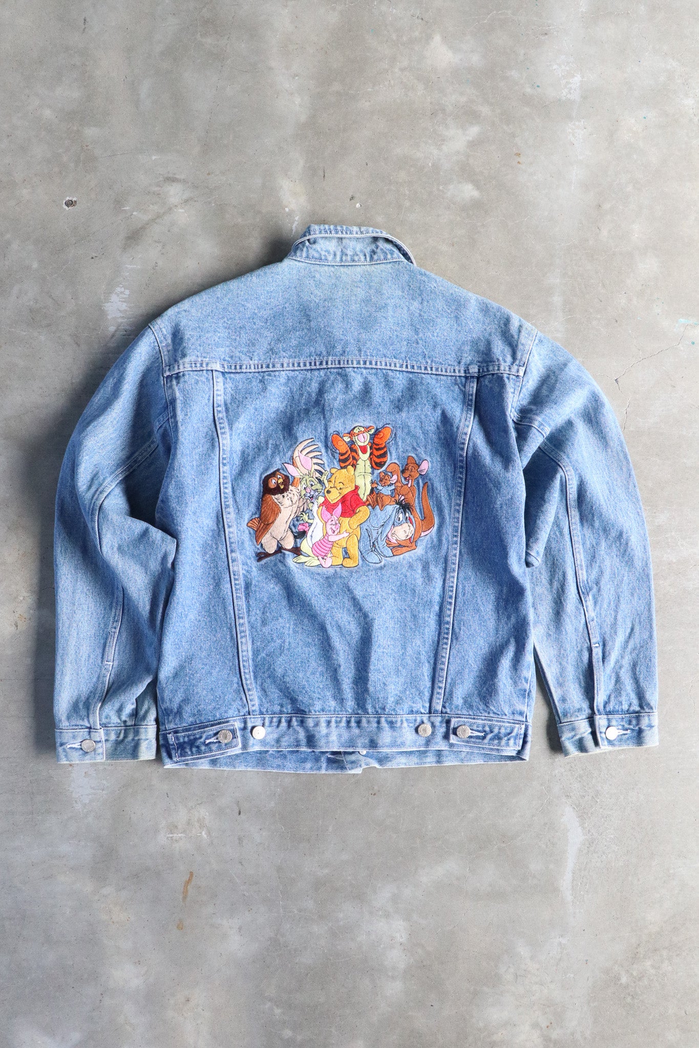 Vintage Pooh Bear & Friends Embroidered Denim Jacket Medium