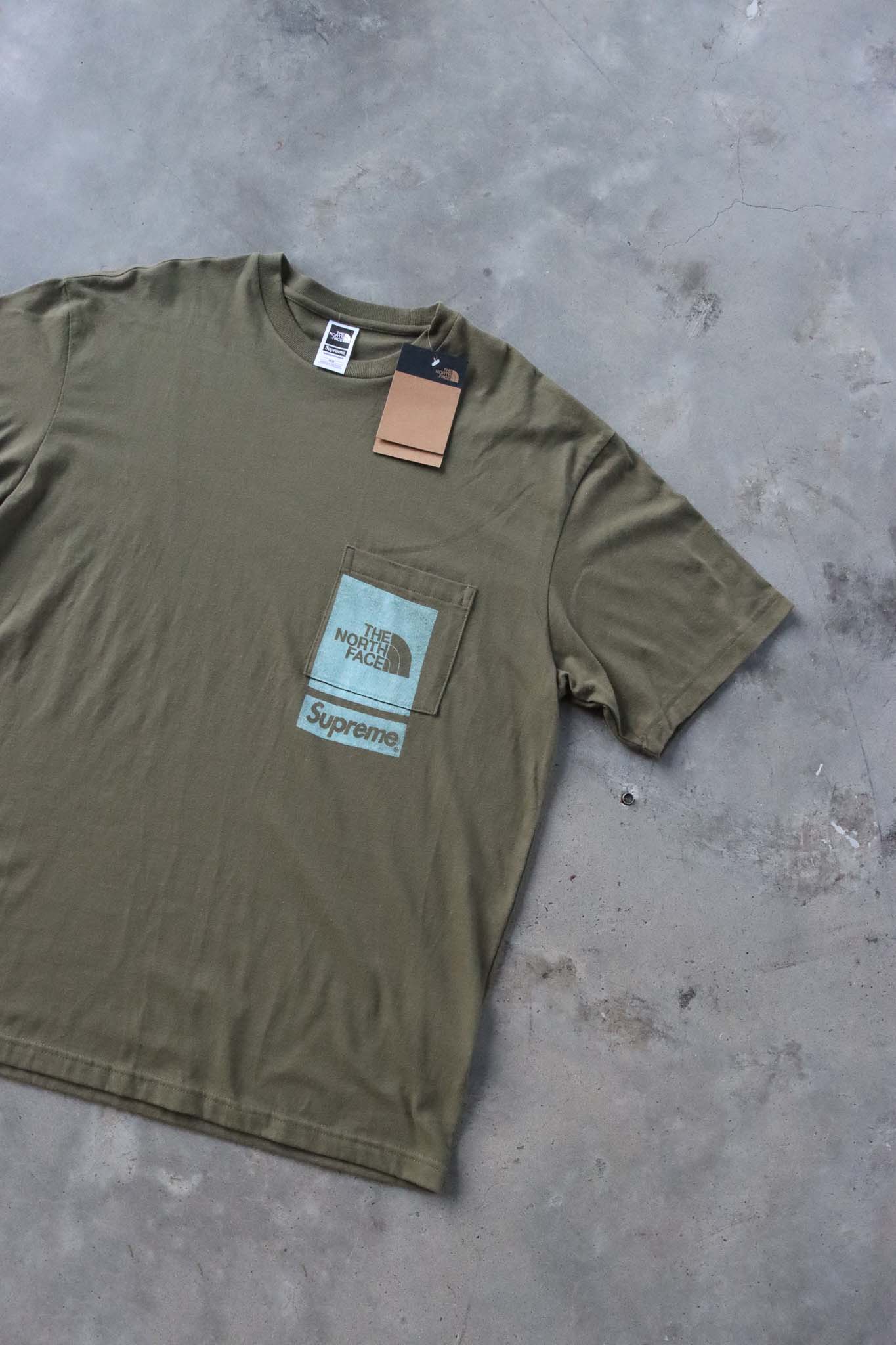 Supreme The North Face Painted Logo Pocket Tee Green