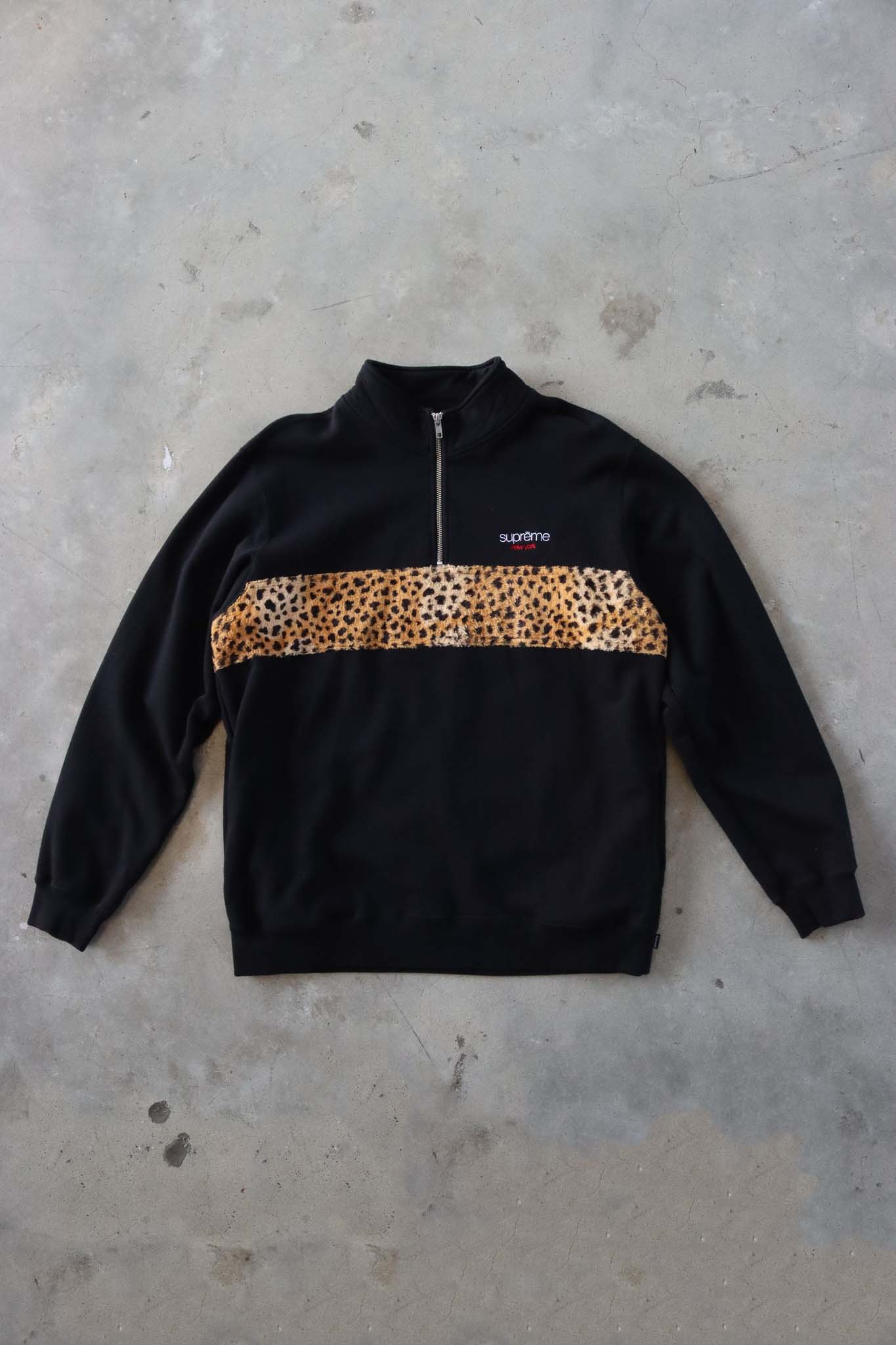 Supreme Leopard Print Quarter Zip Sweatshirt