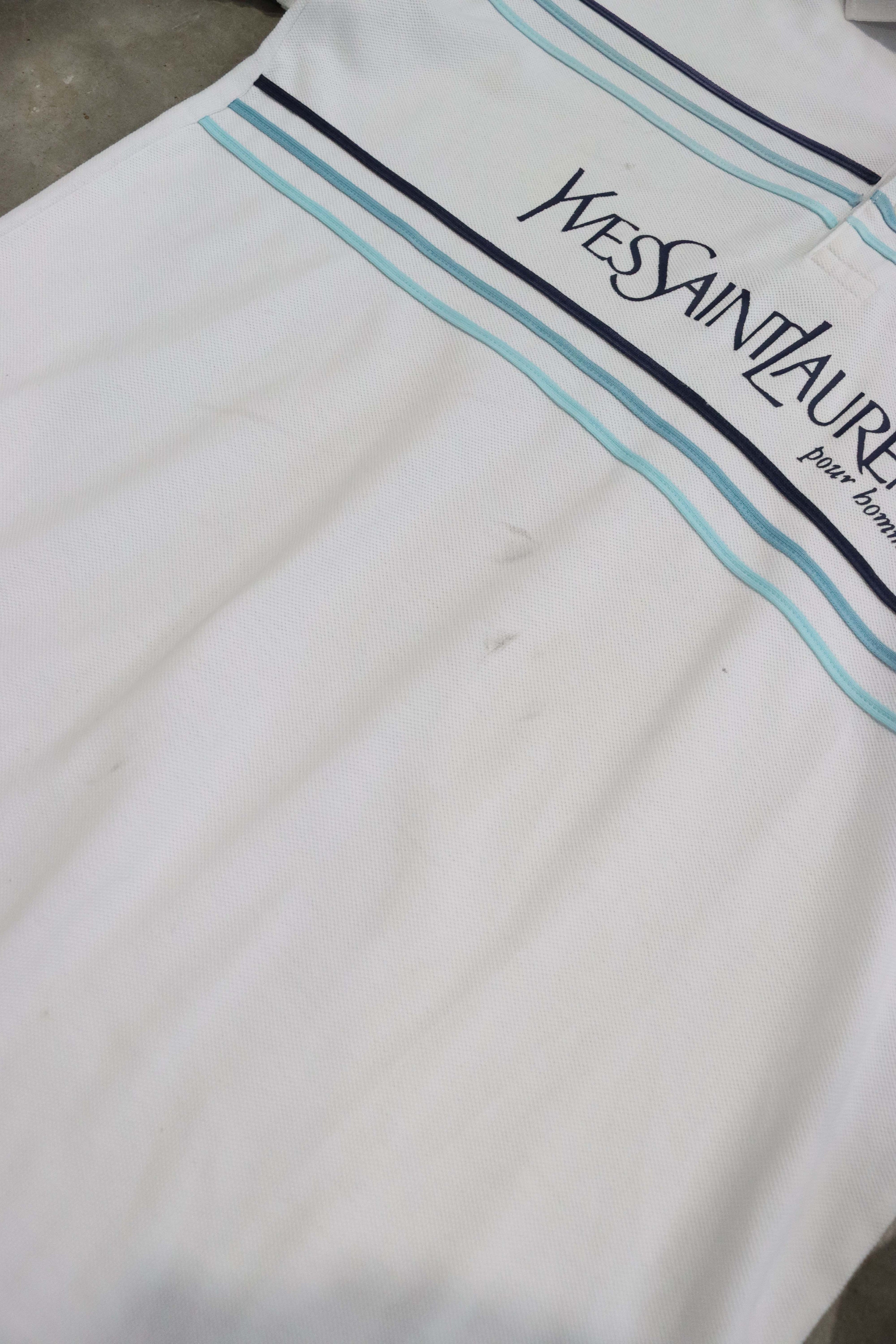 Vintage YSL Spell Out Polo Shirt White